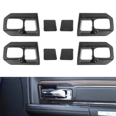 Interior Door Handle Bowl Frame Decor Cover for Dodge Ram 1500 11-17Carbon Fiber Foto 1 de 4
