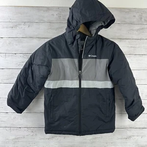Columbia Hooded Jacket Boys Small Black Full Zip Pockets - Picture 1 of 12