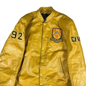 Vintage 1992 Men's Leather Varsity Jacket Waterloo Engineering Gold Size 48 XL - Picture 1 of 11