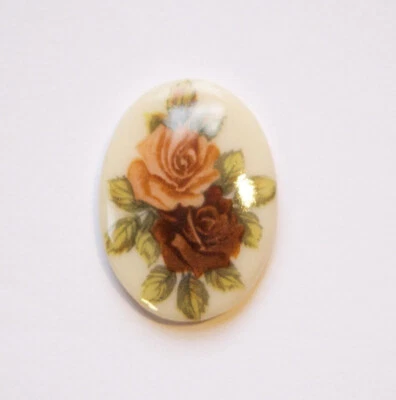 Cabujón de vidrio vintage marrón tostado rosa flor Alemania 25x18 mm cab257B Foto 1 de 2