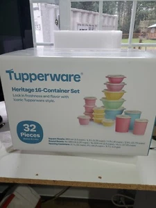 Juego de 32 contenedores de almacenamiento de alimentos Tupperware Heritage Collection colores vintage - Imagen 1 de 4
