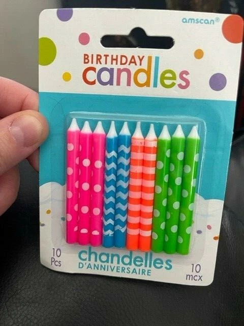 Velas de cumpleaños multicolores 10ct. Rayas a Lunares Diseños Zig Zag ¡¡Nuevo!!! Foto 1 de 1