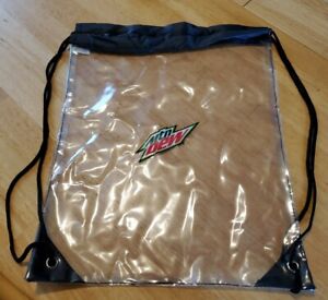 New Mountain Dew Mtn Dew Clear Drawstring Backpack Carry All Bag Tote PepsiCo 