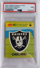 1981 Fleer Team Action Oakland Raiders Stickers Logo Card PSA 9 Mint