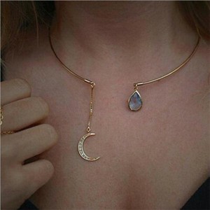 925 Silver Women Moon Pendants Necklace Cubic Zirconia Engagement Jewelry Gifts