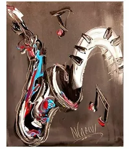 JAZZ MUSIC di Mark Kazav astratto moderno TELA dipinto olio originale RTwHr5H - Foto 1 di 2