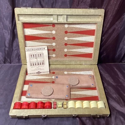 VTG 1941 Lowe Bakelite Backgammon Set Red and Almond - Image 1 of 4