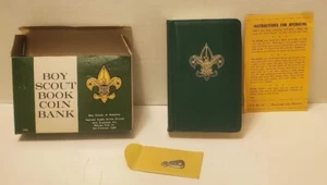 Vintage Boy Scout Green Coin Bank with Key NIB no. 1232 - Picture 1 of 19