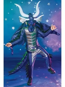 NUEVO Disfraz de Niños Persiguiendo Luciérnagas Azul Metálico Dragón Alas y Cabeza 12/14 - Imagen 1 de 3