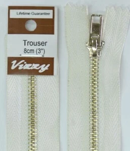 Vizzy Trouser Zip 8cm WHITE, A Quality Brand Name Zipper - Picture 1 of 1