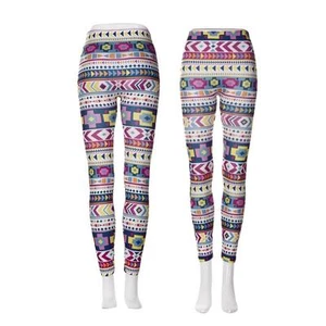 NUEVO - PANTALONES LEGGINGS AJUSTADOS INFORMALES ELÁSTICOS CON IMPRESIÓN GEOMÉTRICA - TALLA REINO UNIDO 8 - 10 - Imagen 1 de 1