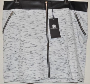 Rock & Republic Women's White Straight Faux Leather Trim Zip Knit Skirt Size XL - Picture 1 of 4