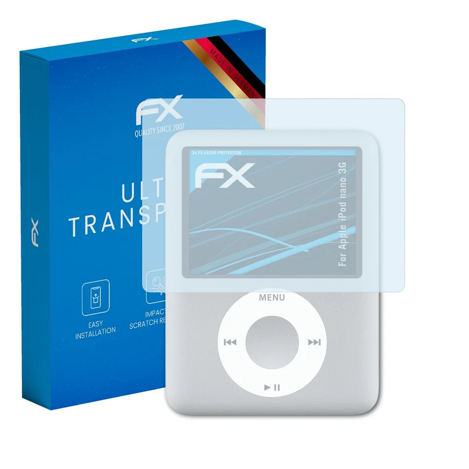 atFoliX 3x Screen Protection Film for Apple iPod nano 3G Screen Protector clear - Image 1 of 4
