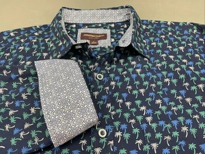 Johnston & Murphy Long Sleeve Button Down Men's Shirt Blue Large Flip Cuff - Picture 1 of 8