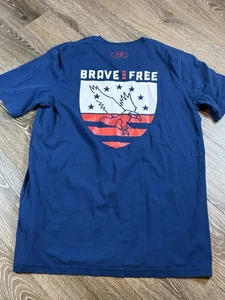 Under Armour Brave And Free Eagle Logo T Shirt Size Mens Medium USA - Picture 1 of 7