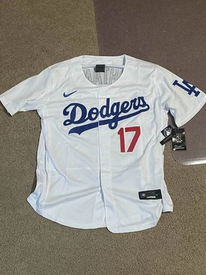 sNWT Shohei Ohtani Dodgers White Home Jersey Mens Small Stitched #17