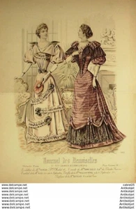 Mode Journal de Demoiselles 1891 # 4865 (Thirion) Gravure originale aquarellee - Picture 1 of 1