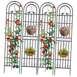 4 Pack 87" H x 20" W Garden Trellis for Climbing Plants, Black Rustproof - Picture 1 of 8