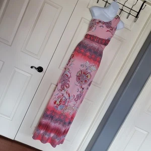 XOXO pullover One Shoulder Maxi Dress Sleeveless Y2K Geometric Cutout Size Large - Picture 1 of 12