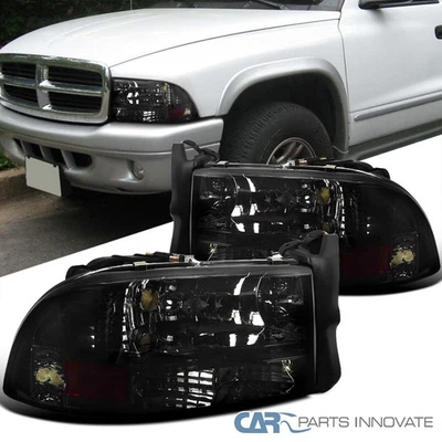 Fits 1997-2004 Dodge Dakota 98-03 Durango Smoke Headlights Head Lamps Assembly - Image 1 of 4