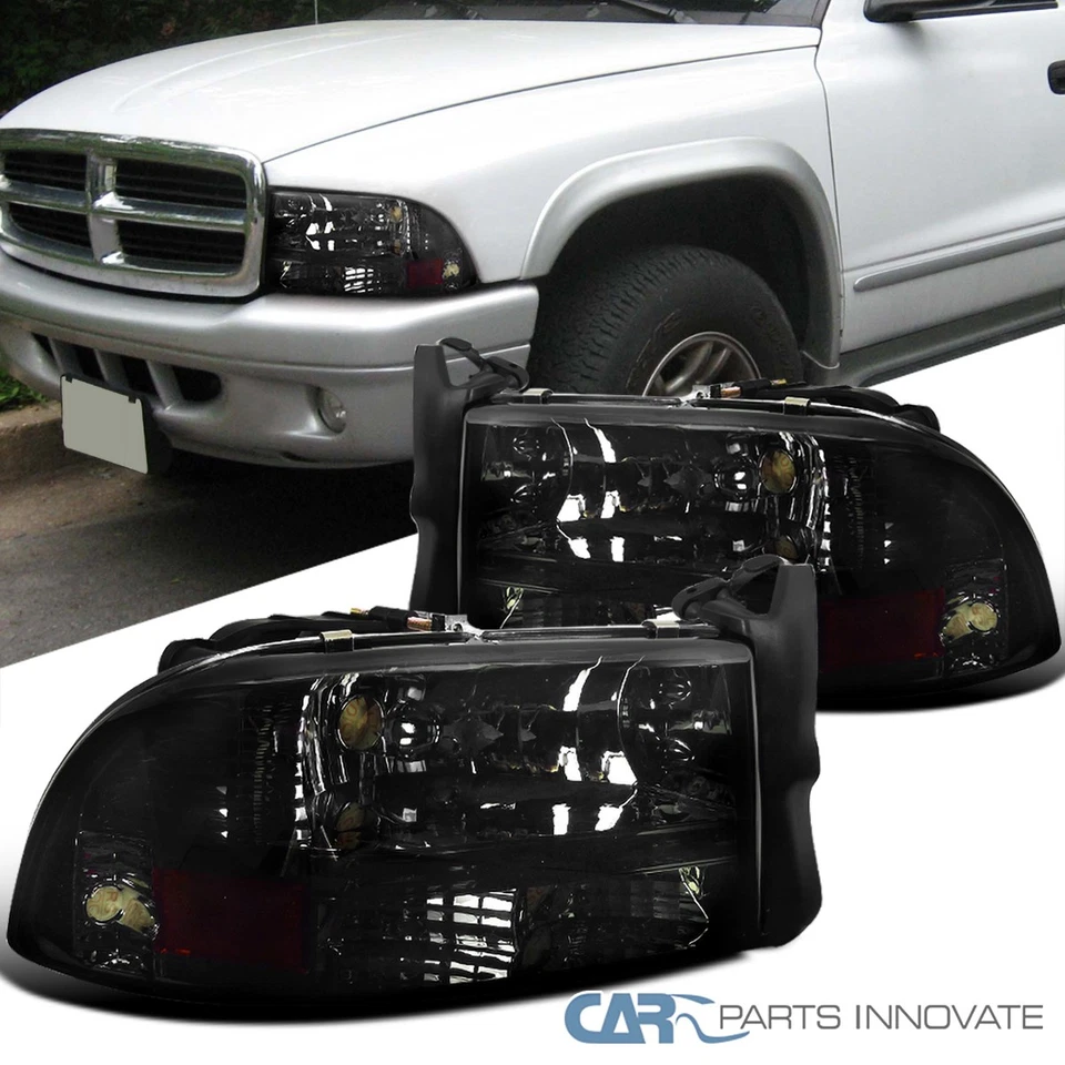 Fits 1997-2004 Dodge Dakota 98-03 Durango Smoke Headlights Head Lamps Assembly - Imagem 1 de 4
