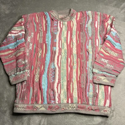 Suéter de Algodón Vintage COOGI Cuggi Australia Años 90 Mujer Mediano Tejido 3D Rosa Foto 1 de 4
