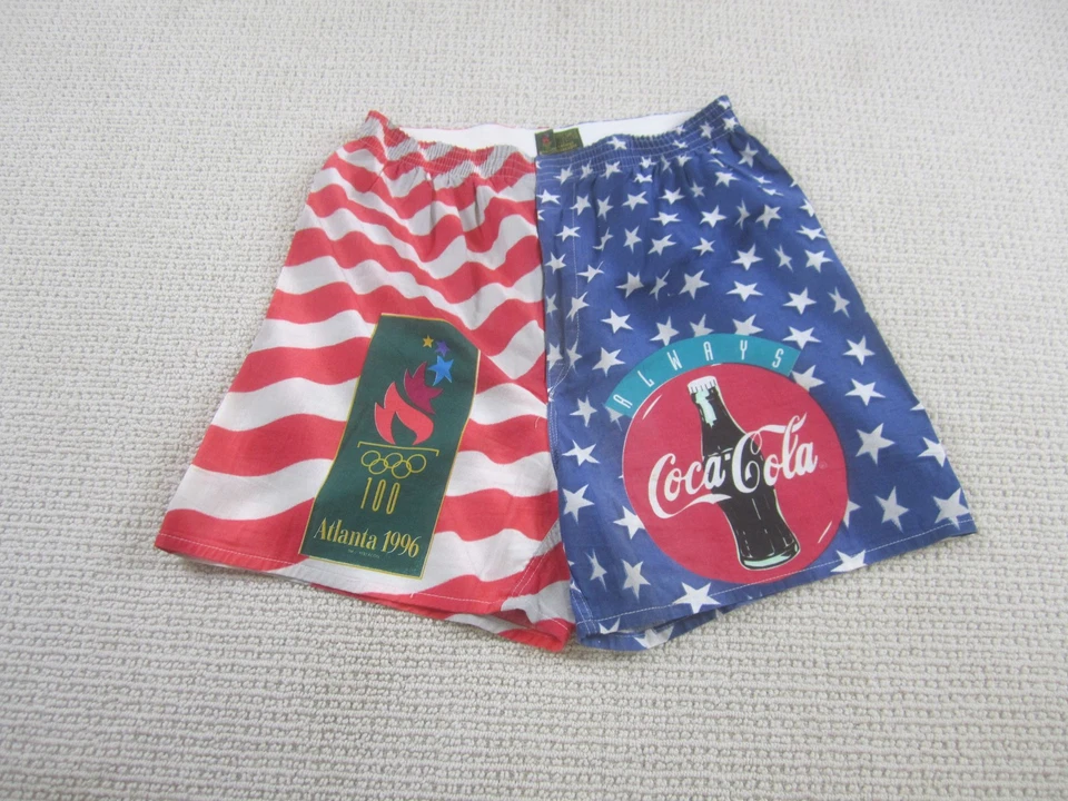 Pantalones Cortos De Colección Coca-Cola Atlanta 1996 Juegos Olímpicos Para Hombre Medianos Bandera de EE. UU. Promoción Años 90 Foto 1 de 4