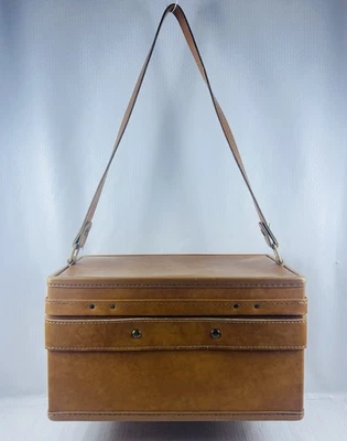 Equipaje de viaje Hartmann vintage años 60 cinturón castaño cuero gran forma Foto 1 de 4