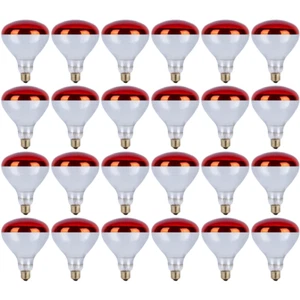 250W Watt Infrared Brooder Chicken Coop Hen Red Heat Lamp R40 Medium E26 24 Pack - Picture 1 of 7