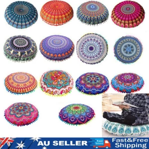 17 in Mandala Floor Pillow Round Bohemian Meditation Cushion Cover Ottoman Pouf - Picture 1 of 33