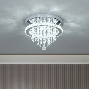 K9 Crystal LED Ceiling Light Chandelier Kitchen Living Room Lamp Cool White - Picture 1 of 10