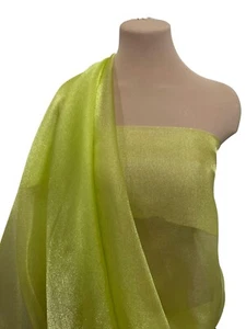 SPARKLE ORGANZA FABRIC CHARTREUSE GREEN BY THE YARD .PAGEANT..GOWNS..DECOR.. - Picture 1 of 8