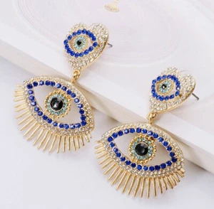 BLUE EVIL EYE Fashion Jewelry Design  EARRINGS Protection - Picture 1 of 9