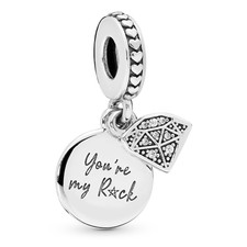 New Authentic Pandora Charm YOU'RE MY ROCK 2019 Sterling Silver Dangle 798102CZ 