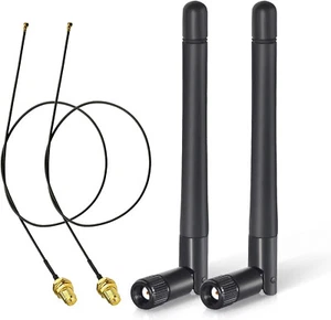 2x 2.4GHz 5GHz WiFi Antenna+IPEX4 Cable for M.2 NGFF Intel Wireless Network Card - Afbeelding 1 van 19
