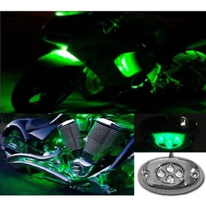 1Pc Green LED Chrome Accent Module Motorcycle Chopper Frame Neon Glow Light Pod - Picture 1 of 9