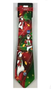 Mens St. Nicholas Square Neck Holiday Peguin Tie AE1 - Picture 1 of 1