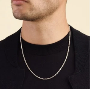 "Collar de cadena de cuerda de plata de ley 925 22"" - 2,5 mm" - Imagen 1 de 3