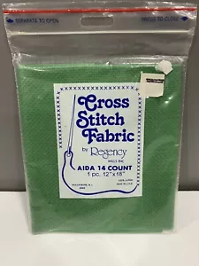 REGENCY MILLS GREEN AIDA 14 COUNT CROSS STITCH FABRIC 12" X 18" 100% Cotton NOS - Picture 1 of 3