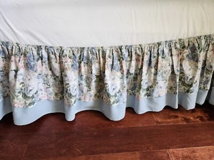 Croscill King Bedskirt Floral Blue Plaid Cottage Core  - Picture 1 of 3