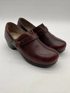 Dansko Shoes Womens 39 Clogs Red Leather Slip On Casual Round Toe Block Heels - Picture 1 of 17