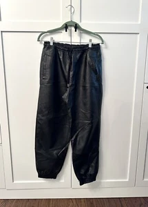 Stella McCartney Black Kira faux leather Vegan Joggers Track Sweatpants 6/42 - Picture 1 of 6