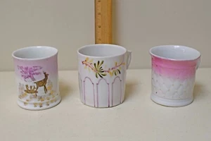 Tazas antiguas de afeitar y bigote ~ Lote de 3 ~ Ciervos con cervatillos - Imagen 1 de 3