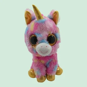 Juguete de peluche TY Beanie Boos Fantasia 10" animal de peluche unicornio rosa pastel brillo - Imagen 1 de 9