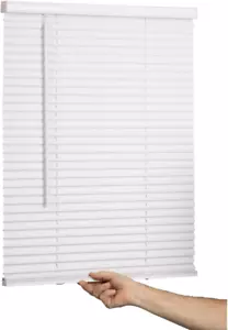 Cordless Mini Blind, 1" Vinyl Slats, 12" Wide X 72" Long - White, Window Blinds - Picture 1 of 11