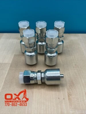 "6 accesorios de prensado de manguera hidráulica Parker Style 10643-6-4 manguera de 1/4"" X 3/8"" JIC" Foto 1 de 4