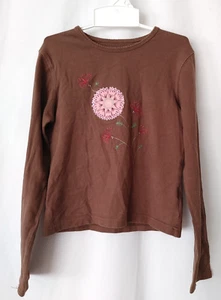 Arizona Jean Co Embellished T-Shirt Crew Neck Long Sleeve Brown S (7/8) #15596 - Picture 1 of 3
