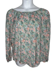 Ava & Viv Womens 1X Tunic Top Shirt Abstract 3/4 Sleeve Boat Neck Stretch - Picture 1 of 22