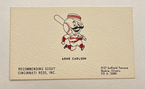 1950's CINCINNATI RED STOCKINGS Baseball Scout Postcard Sized Business Card EX Cover