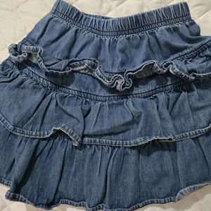 Hanna Anderson Skort Size 8, 130cm Cotton Three Tiers Chambray Scooter Skirt - Picture 1 of 5